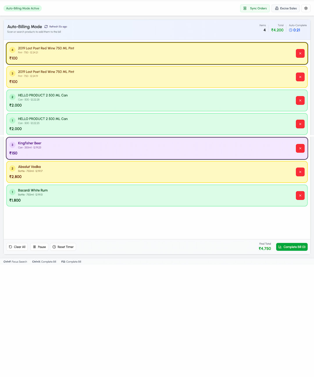 Auto Billing for Rush Hours